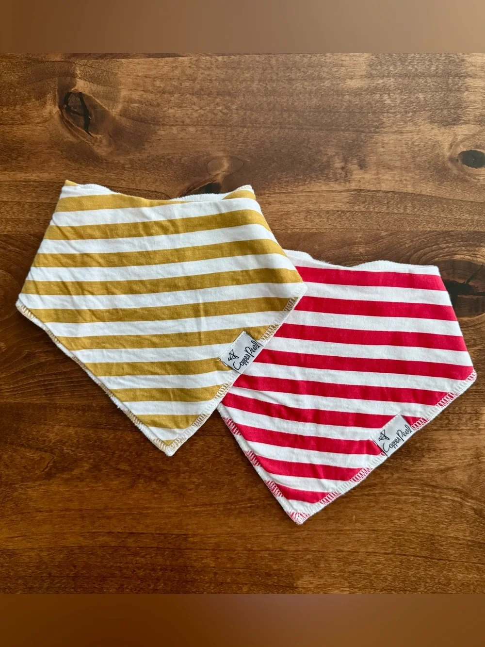 NWOT Copper Pearl Red Yellow White Stripe Cotton Bandana Bib Bundle